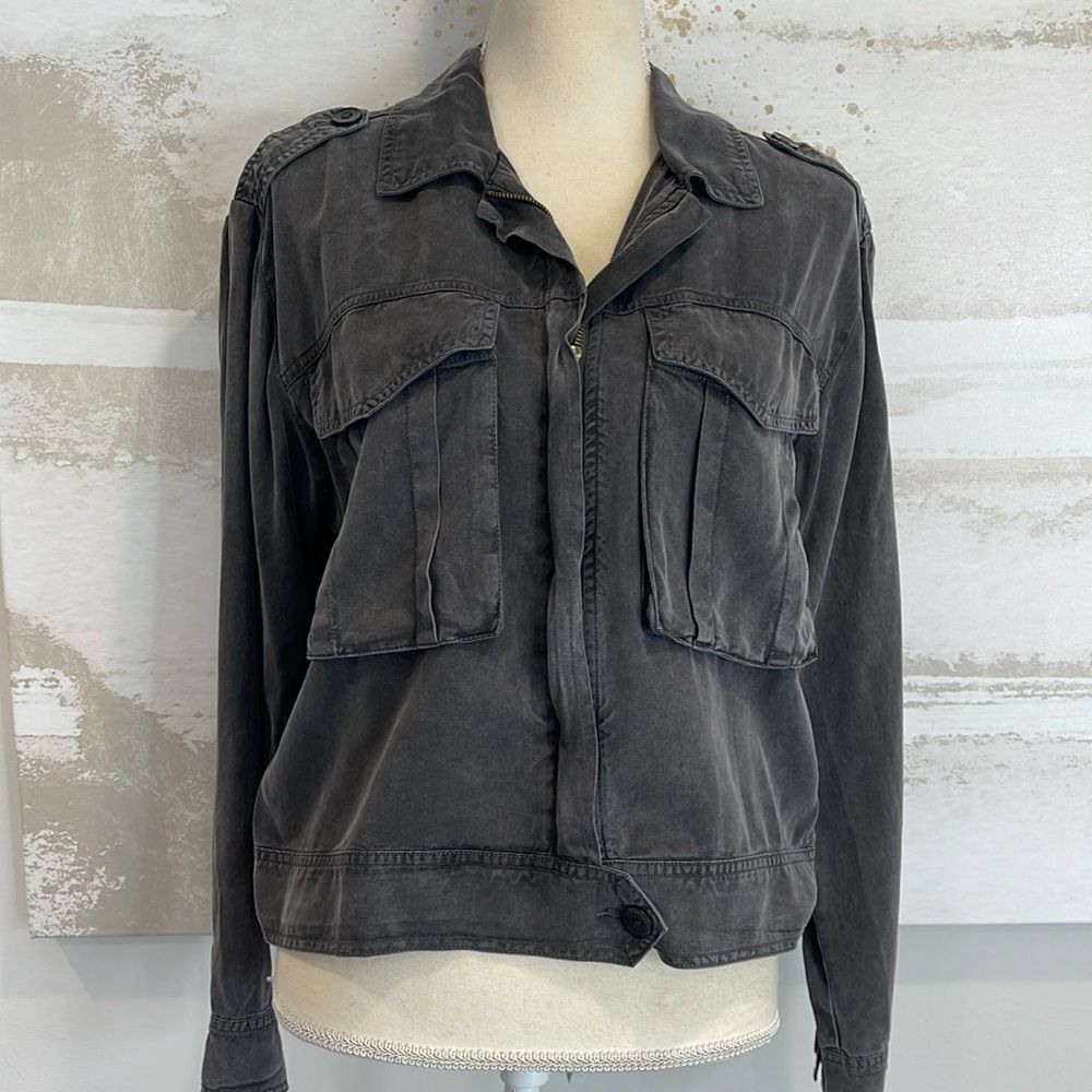 NWT Young Fabulous & Broke Damon Gray Zip Jacket Front Pockets SZ S